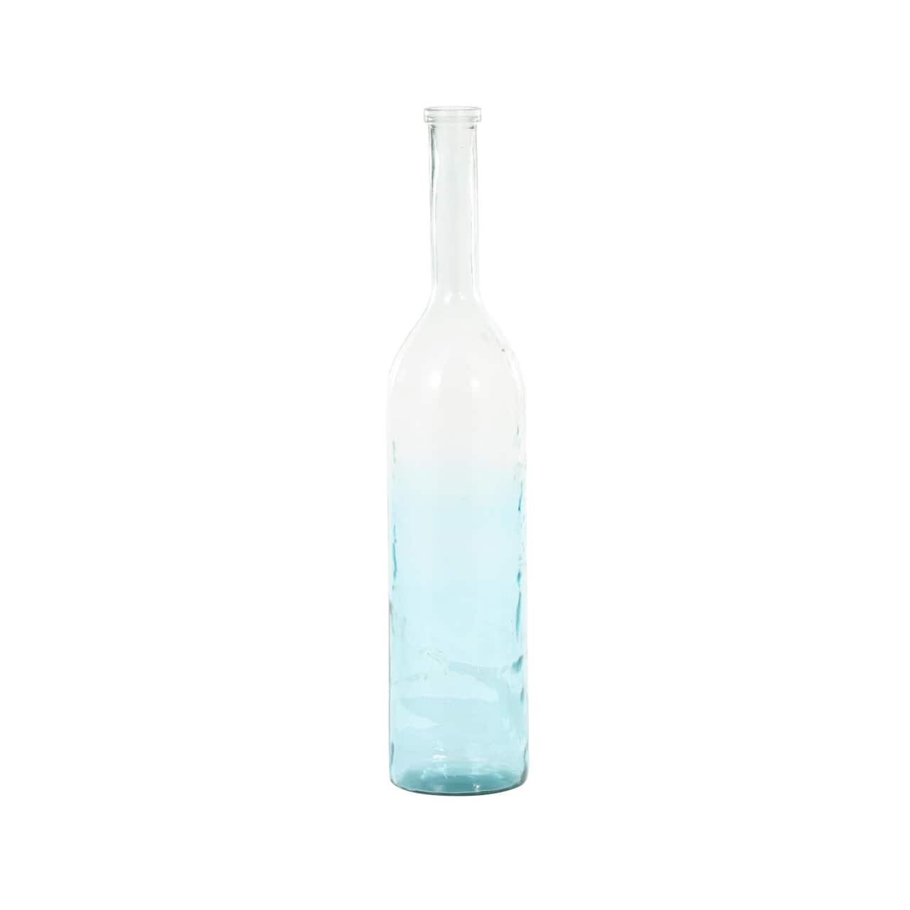 Teal Recycled Glass Handmade Tall Ombre Floor Vase